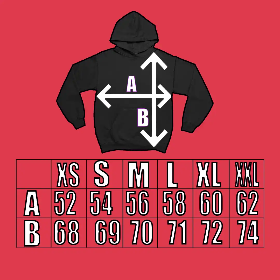 Tabela rozmiarów bluza z kapturem
